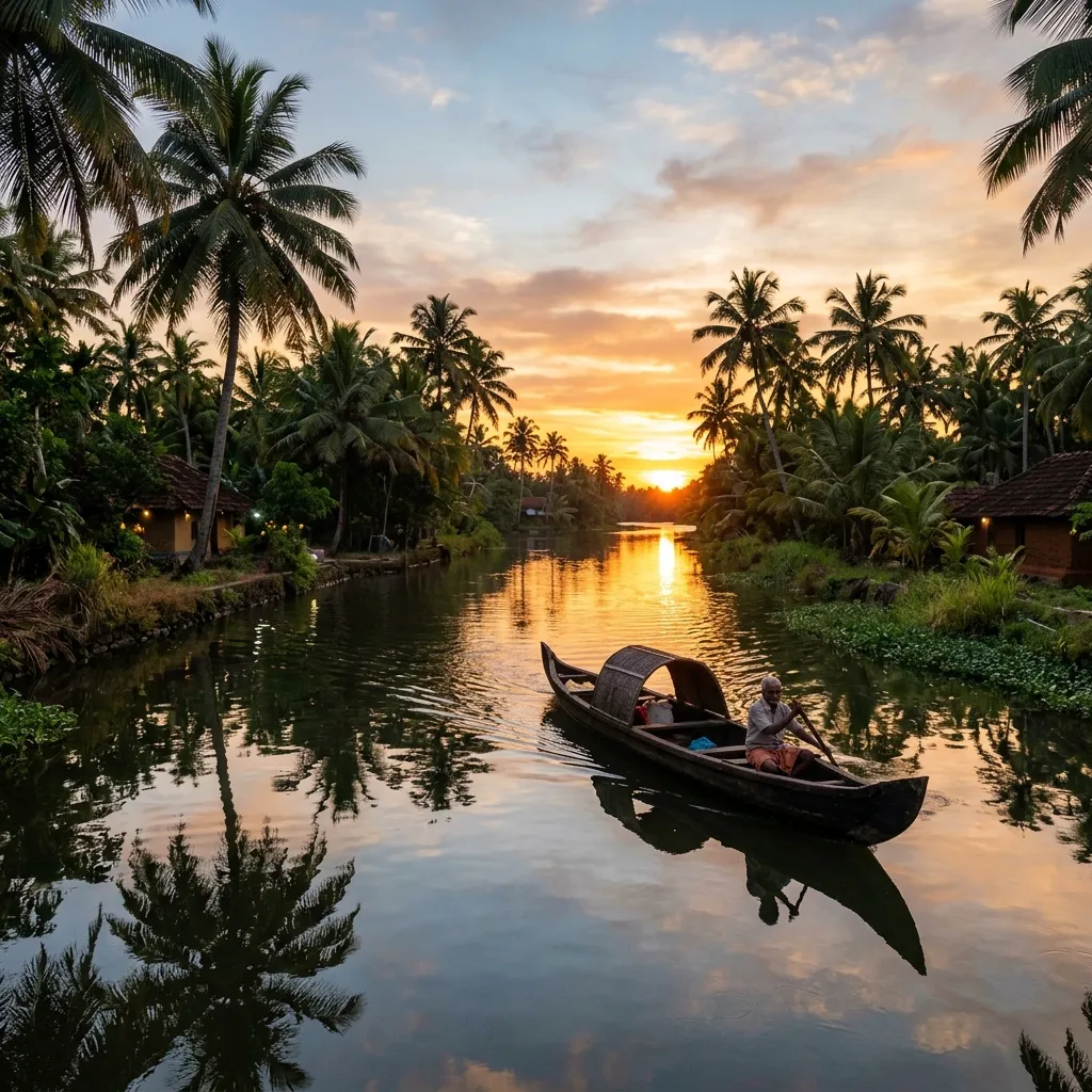 Munroe Island backwater canal canoe ride in Kerala